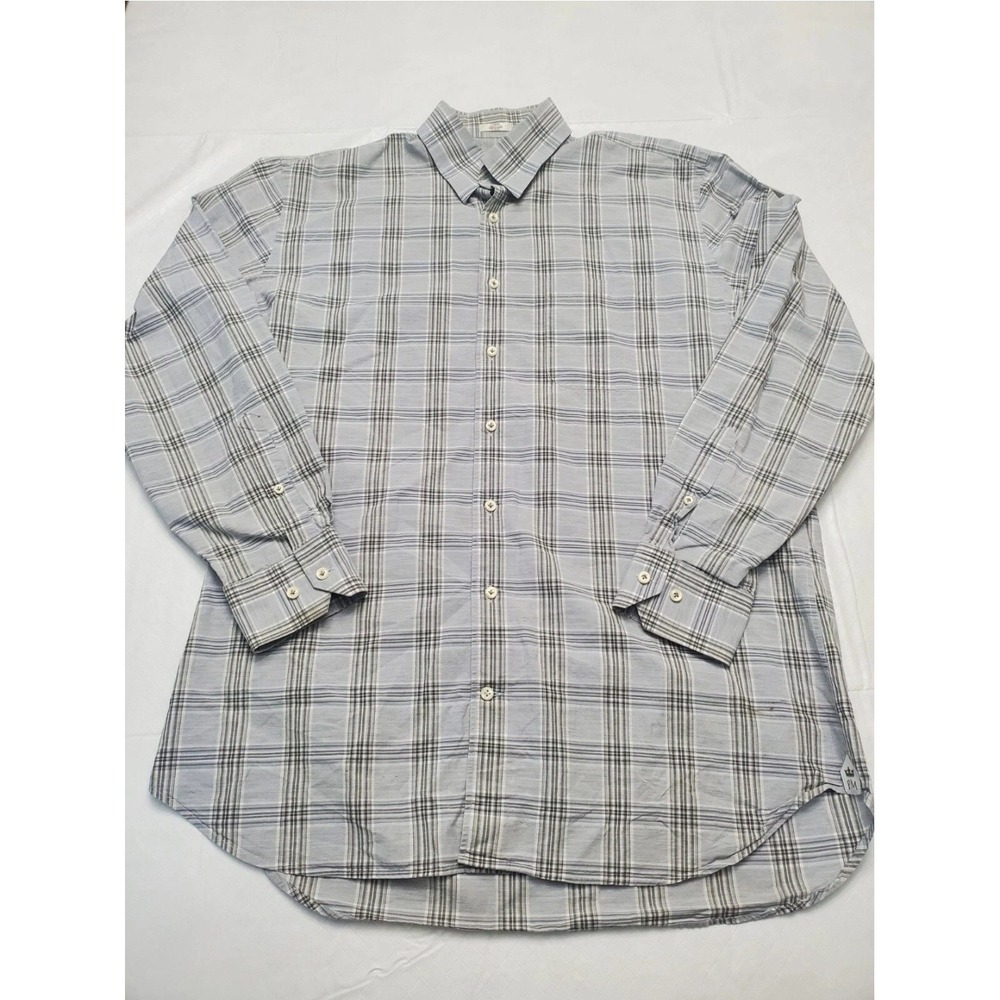 Peter Millar Shirt Mens Large Gray Check Plaid Button Down Long Sleeve Casual